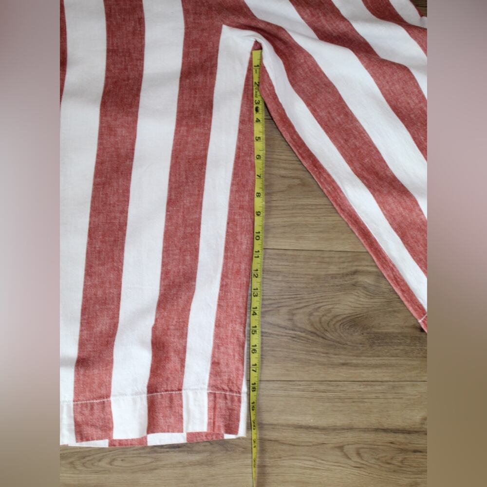 Madewell Huston Wide Leg Linen Crop Pants Red White Stripe Linen Pull-On Small - Picture 8 of 9